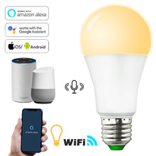 Load image into Gallery viewer, E27 B22 Wifi Smart LED Light Bulb 15W Intellegent Warn Lighting Dimmable LED Lamp App Control Work with Alexa Google Assistant
