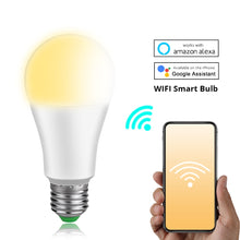 Load image into Gallery viewer, E27 B22 Wifi Smart LED Bulb 15W Intellegent Warn Lighting Dimmable LED Lamp App Control Work with Alexa Google Assistant