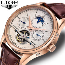 Load image into Gallery viewer, Reloj LIGE Men Watch Mechanical Tourbillon Luxury Fashion Brand Leather Male Sport Watches Men Automatic Watch Relogio Masculino