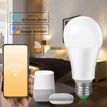 Load image into Gallery viewer, E27 B22 Wifi Smart LED Bulb 15W Intellegent Warn Lighting Dimmable LED Lamp App Control Work with Alexa Google Assistant