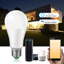 Load image into Gallery viewer, E27 B22 Wifi Smart LED Bulb 15W Intellegent Warn Lighting Dimmable LED Lamp App Control Work with Alexa Google Assistant