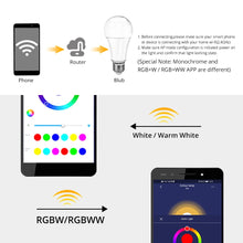 Load image into Gallery viewer, E27 B22 LED Wifi Smart Light Bulbs 15W RGB Dimmable 85-265v Intelligent App Controlled Alexa Compatible Google Assistant Bulbs