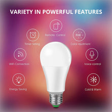 Load image into Gallery viewer, E27 B22 LED Wifi Smart Light Bulbs 15W RGB Dimmable 85-265v Intelligent App Controlled Alexa Compatible Google Assistant Bulbs