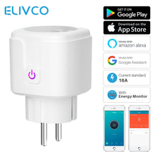 將圖片載入圖庫檢視器 16A WiFi Smart Plug Socket With Power Energy Monitor EU Standard Multi Plug Tuya APP Control Works With Alexa Google Assistant