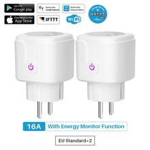 將圖片載入圖庫檢視器 16A WiFi Smart Plug Socket With Power Energy Monitor EU Standard Multi Plug Tuya APP Control Works With Alexa Google Assistant