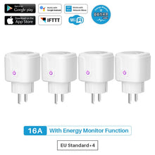 將圖片載入圖庫檢視器 16A WiFi Smart Plug Socket With Power Energy Monitor EU Standard Multi Plug Tuya APP Control Works With Alexa Google Assistant