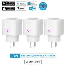 將圖片載入圖庫檢視器 16A WiFi Smart Plug Socket With Power Energy Monitor EU Standard Multi Plug Tuya APP Control Works With Alexa Google Assistant