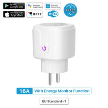 將圖片載入圖庫檢視器 16A WiFi Smart Plug Socket With Power Energy Monitor EU Standard Multi Plug Tuya APP Control Works With Alexa Google Assistant