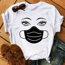 Load image into Gallery viewer, New Fashion Women T Shirt Leopard Face Mask Eyelash Print Tee Shirt Female Short Sleeve Tops Tee Harajuku T-shirts 90s Girls Tee
