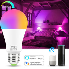 Load image into Gallery viewer, WiFi Smart Light Bulb 15W RGB Lamp E27 B22 Dimmable Smart Bulb Voice Control Magic Lamp AC110V 220V Work with Amazon/Google Home