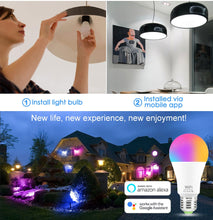 Load image into Gallery viewer, WiFi Smart Light Bulb 15W RGB Lamp E27 B22 Dimmable Smart Bulb Voice Control Magic Lamp AC110V 220V Work with Amazon/Google Home