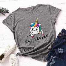 Load image into Gallery viewer, Ew People T-Shirt Funny Cats with Mask Graphic Tshirt Kawaii Cartoon T Shirt Women Ladies Tee Shirts Dropshipping Female Tops
