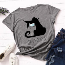 Load image into Gallery viewer, Ew People T-Shirt Funny Cats with Mask Graphic Tshirt Kawaii Cartoon T Shirt Women Ladies Tee Shirts Dropshipping Female Tops