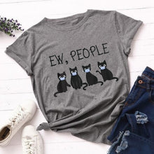 Load image into Gallery viewer, Ew People T-Shirt Funny Cats with Mask Graphic Tshirt Kawaii Cartoon T Shirt Women Ladies Tee Shirts Dropshipping Female Tops