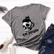 Load image into Gallery viewer, Ew People T-Shirt Funny Cats with Mask Graphic Tshirt Kawaii Cartoon T Shirt Women Ladies Tee Shirts Dropshipping Female Tops