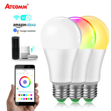 Load image into Gallery viewer, WiFi Ampoule LED E27 E14 B22 15W RGBW Smart Light Bulb Cellphone Remote Dimmable Intelligent WiFi Lamp Alexa Google Assistant