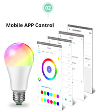 Load image into Gallery viewer, WiFi Ampoule LED E27 E14 B22 15W RGBW Smart Light Bulb Cellphone Remote Dimmable Intelligent WiFi Lamp Alexa Google Assistant