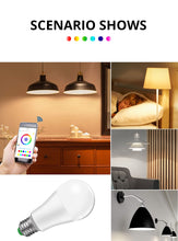 Load image into Gallery viewer, WiFi Ampoule LED E27 E14 B22 15W RGBW Smart Light Bulb Cellphone Remote Dimmable Intelligent WiFi Lamp Alexa Google Assistant
