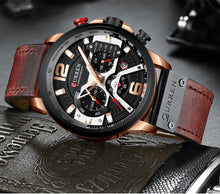 Load image into Gallery viewer, CURREN Casual Sport Watches for Men Blue Top Brand Luxury Military Leather Wrist Watch Man Clock Fashion Chronograph Wristwatch