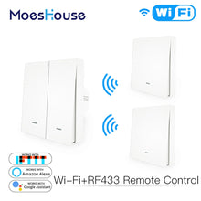 Load image into Gallery viewer, WiFi Smart Push Button Switch 2-Way RF433 Wall Panel Transmitter Kit Smart life Tuya App Control Works with Alexa Google Home