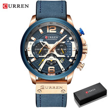 Load image into Gallery viewer, CURREN Casual Sport Watches for Men Blue Top Brand Luxury Military Leather Wrist Watch Man Clock Fashion Chronograph Wristwatch