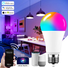 Load image into Gallery viewer, Siri Voice Control 15W RGB Smart Light Bulb Dimmable E27 B22 WiFi LED Magic Lamp AC 110V 220V Work with Alexa Google Home