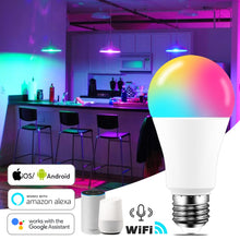 Load image into Gallery viewer, 15W WiFi Smart Light Bulb B22 E27 LED RGB Lamp Work with Alexa/Google Home 85-265V RGB+White Dimmable Timer Function Magic Bulb