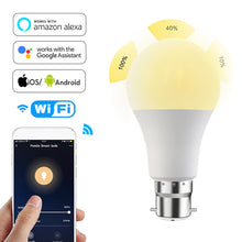 Load image into Gallery viewer, Voice Control 15W RGB WiFi Smart Light Bulb Dimmable E27 B22 WiFi LED Lamp AC110V 220V Work With Alexa Google Timer Home Light