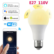 Load image into Gallery viewer, Voice Control 15W RGB WiFi Smart Light Bulb Dimmable E27 B22 WiFi LED Lamp AC110V 220V Work With Alexa Google Timer Home Light
