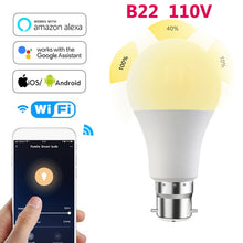 Load image into Gallery viewer, Voice Control 15W RGB WiFi Smart Light Bulb Dimmable E27 B22 WiFi LED Lamp AC110V 220V Work With Alexa Google Timer Home Light
