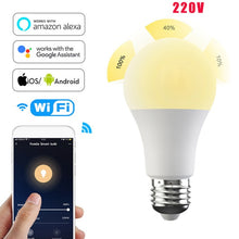Load image into Gallery viewer, E27B22 15W WiFi Smart Light Bulb LED RGB Lamp Work With Alexa/Google Home 220/110V RGB+White Dimmable Timer Bulb Voice Control