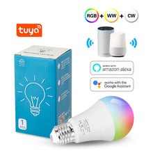Load image into Gallery viewer, 12w 15w Tuya Smart Light Bulb Color Changing wifi Light E27 B22 RGB LED Bulb Dimmable Alexa Compatible Smart Life APP Google