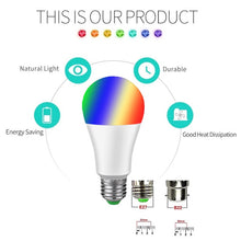 Load image into Gallery viewer, Dimmable E27 B22 LED Lamp RGB 15W WIFI Smart Bulb Bluetooth APP Control RGBWW Light Bulb 85-265V For Home