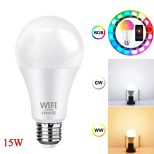 Load image into Gallery viewer, 15W B22 E27 WiFi Smart LED Light Bulb RGB Lamp Alexa Google Home 85-265V RGB+White Dimmable Timer Function Magic Bulb fast ship