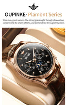 Load image into Gallery viewer, Top Brand OUPINKE Luxury Mechanical Watch Men Automatic Brown Leather Casual Waterproof Sport Moon Phase Wristwatch Reloj Hombre