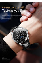 Load image into Gallery viewer, Top Brand OUPINKE Luxury Mechanical Watch Men Automatic Brown Leather Casual Waterproof Sport Moon Phase Wristwatch Reloj Hombre