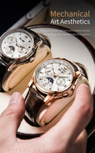 Load image into Gallery viewer, Top Brand OUPINKE Luxury Mechanical Watch Men Automatic Brown Leather Casual Waterproof Sport Moon Phase Wristwatch Reloj Hombre