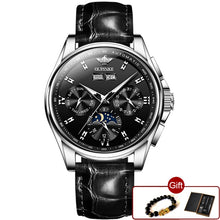 Load image into Gallery viewer, Top Brand OUPINKE Luxury Mechanical Watch Men Automatic Brown Leather Casual Waterproof Sport Moon Phase Wristwatch Reloj Hombre