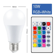 Load image into Gallery viewer, E27 RGB Light Bulb 220V LED Lamp 5W 10W 15W Lampara Led Magic Bulb Smart Light IR Remote Control Lamp Colorful Lighting For Home