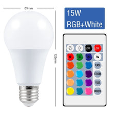 Load image into Gallery viewer, E27 RGB Light Bulb 220V LED Lamp 5W 10W 15W Lampara Led Magic Bulb Smart Light IR Remote Control Lamp Colorful Lighting For Home