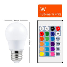 Load image into Gallery viewer, E27 RGB Light Bulb 220V LED Lamp 5W 10W 15W Lampara Led Magic Bulb Smart Light IR Remote Control Lamp Colorful Lighting For Home