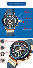 Load image into Gallery viewer, CURREN Casual Sport Watches for Men Blue Top Brand Luxury Military Leather Wrist Watch Man Clock Fashion Chronograph Wristwatch