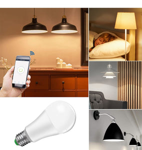 E27 B22 Wifi Smart LED Bulb 15W Intellegent Warn Lighting Dimmable LED Lamp App Control Work with Alexa Google Assistant
