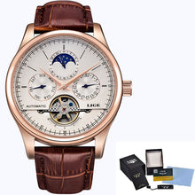 โหลดรูปภาพลงในเครื่องมือใช้ดูของ Gallery Reloj LIGE Men Watch Mechanical Tourbillon Luxury Fashion Brand Leather Male Sport Watches Men Automatic Watch Relogio Masculino
