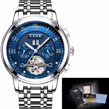 โหลดรูปภาพลงในเครื่องมือใช้ดูของ Gallery LIGE Mens Watches Fashion Top Brand Luxury Business Automatic Mechanical Watch Men Casual Waterproof Watch Relogio Masculino+Box
