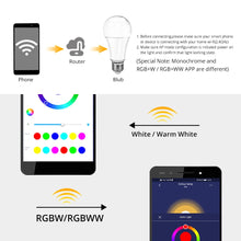 將圖片載入圖庫檢視器 E27 B22 LED Wifi Smart Light Bulbs 15W RGB Dimmable 85-265v Intelligent App Controlled Alexa Compatible Google Assistant Bulbs
