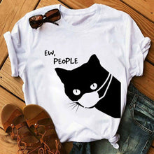 Load image into Gallery viewer, New Fashion Women T Shirt Leopard Face Mask Eyelash Print Tee Shirt Female Short Sleeve Tops Tee Harajuku T-shirts 90s Girls Tee
