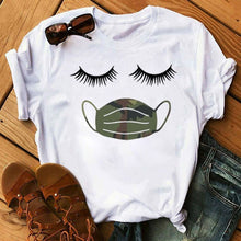 Load image into Gallery viewer, New Fashion Women T Shirt Leopard Face Mask Eyelash Print Tee Shirt Female Short Sleeve Tops Tee Harajuku T-shirts 90s Girls Tee
