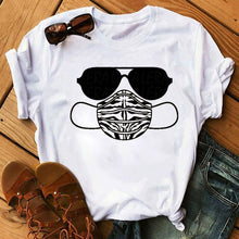 Load image into Gallery viewer, New Fashion Women T Shirt Leopard Face Mask Eyelash Print Tee Shirt Female Short Sleeve Tops Tee Harajuku T-shirts 90s Girls Tee
