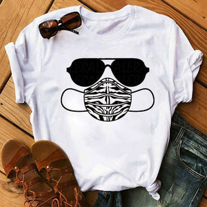 New Fashion Women T Shirt Leopard Face Mask Eyelash Print Tee Shirt Female Short Sleeve Tops Tee Harajuku T-shirts 90s Girls Tee